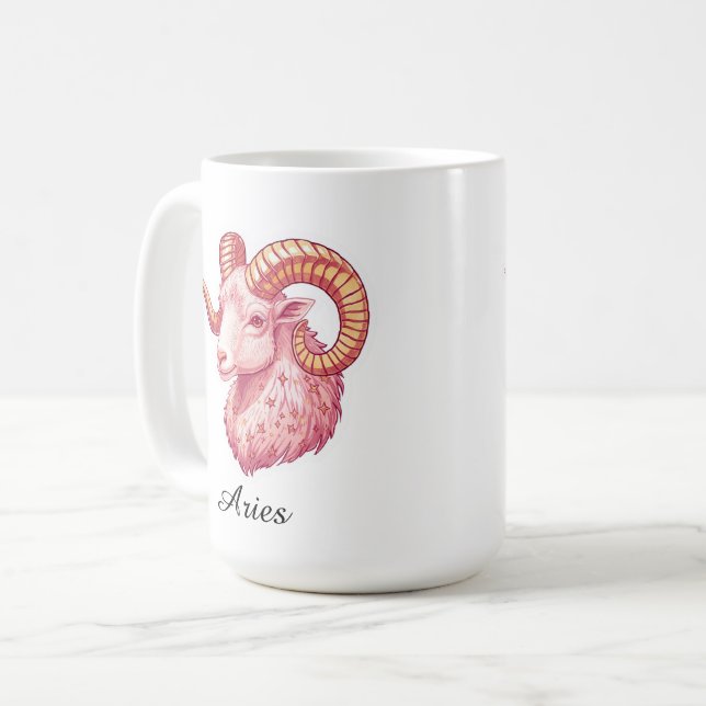 Vädurens himmelska stjärntecken-dekal - Estetisk r Kaffemugg (Framsida vänster)