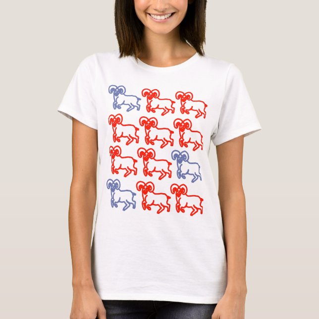 Vädurens röda och blå bagge T‑Shirt – Modig Vädure T Shirt (Framsida)