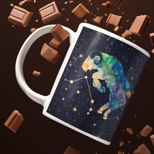 Vädurens stjärnbild Zodiak Vattenfärg Stjärnor Gal Kaffemugg