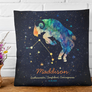 Vädurens stjärnbild Zodiak Vattenfärg Stjärnor Gal Kudde