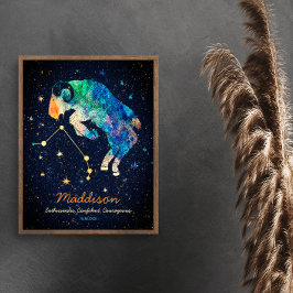 Vädurens stjärnbild Zodiak Vattenfärg Stjärnor Gal Poster