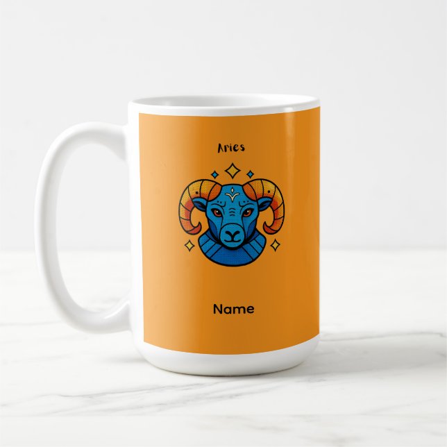 Vädurens stjärntecken Pop Art Retro Bagge Illustra Kaffemugg (Vänster)