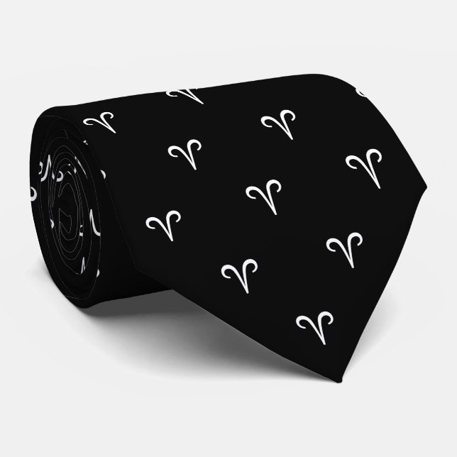 Vädurens stjärntecken svart-vit symbol slips (Rullad)