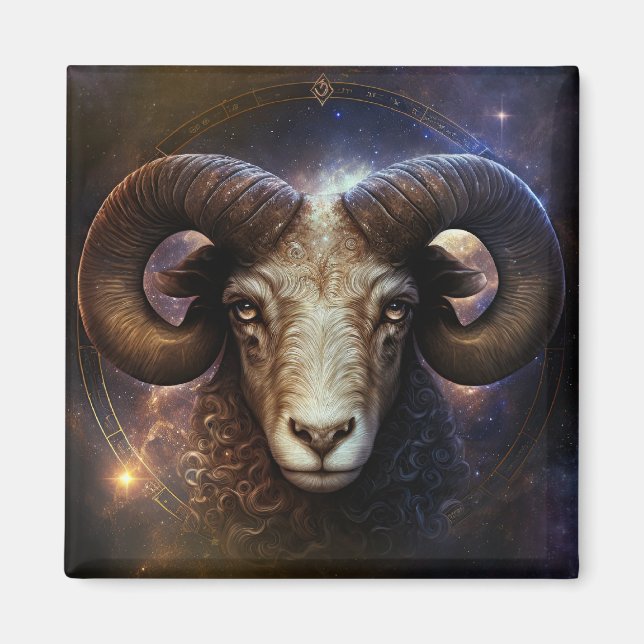 Vädurens stjärntecken Vattenfärgdesign Magnet (Framsidan)
