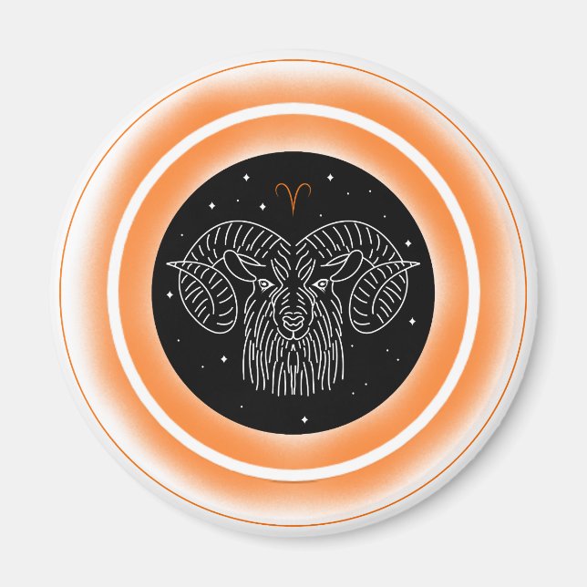 Vädurens symbol – Minimalt astrologiskt emblem Magnet (Framsidan)