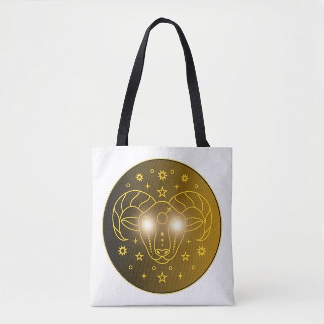 Vädurens Zodiak-emblem | Minimalt Celest Symbol Tygkasse (Framsida)