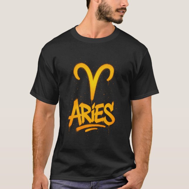Vädurens Zodiak Graffiti-symbol T Shirt (Framsida)