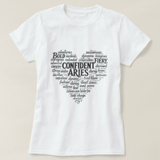 Vädurens Zodiak T-Shirt för Kvinnor | Ord Moln Des