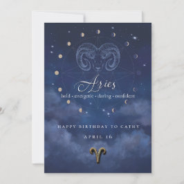 Vädurens Zodiakus Födelsedagsinbjudan Inbjudningar