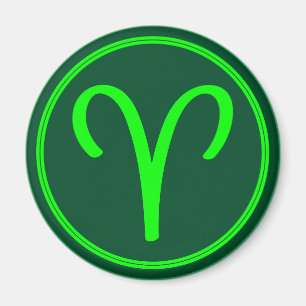 Vädurens Zodiakussymbol Grön Kontrast Magnet