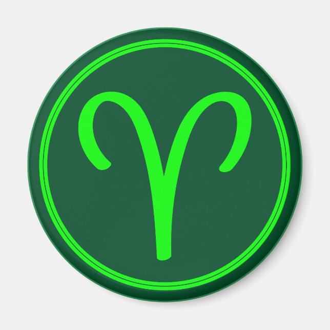 Vädurens Zodiakussymbol Grön Kontrast Magnet (Framsidan)