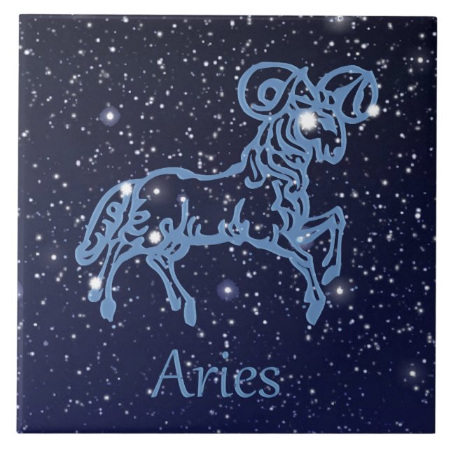 Vädurkonstellation och Zodiac undertecknar med Kakelplatta (Framsidan)