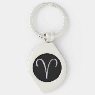VädurZodiac-Svarten med silverhoroskopet Swirl Silverfärgad Nyckelring