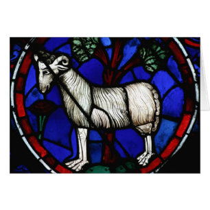 VädurZodiacmålat glass Notre Dame de Paris GC Hälsningskort