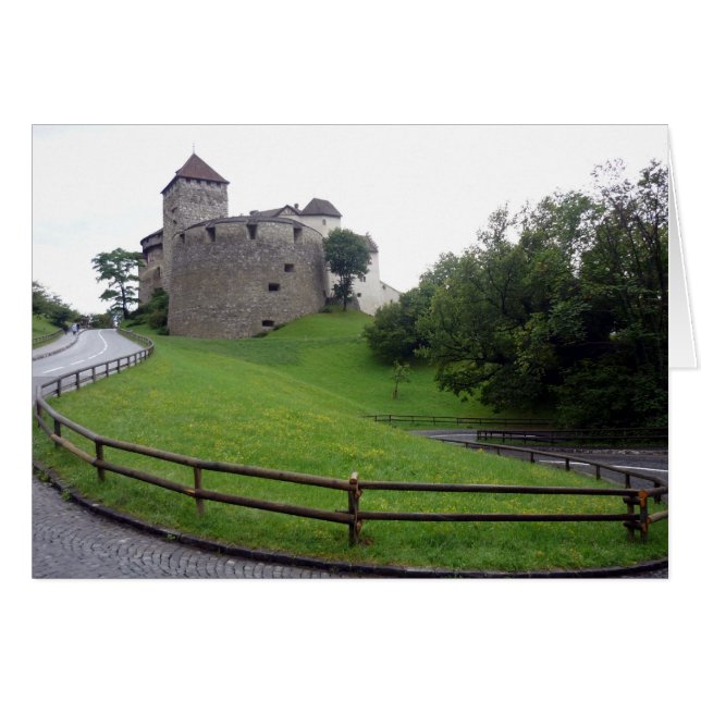 vaduz castle-grönt hälsningskort (Framsidan Horizontal)
