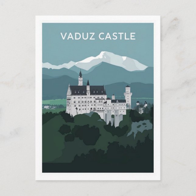 Vaduz Castle Liechtenstein Stylist Illustration Vykort (Framsida)