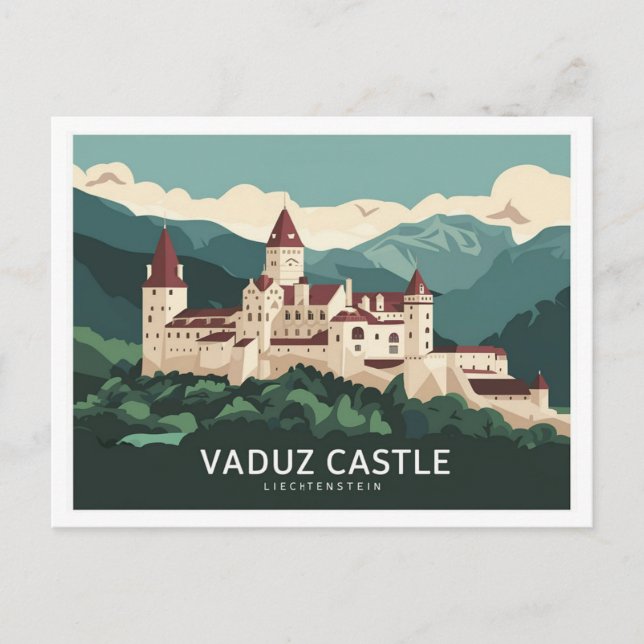 Vaduz Castle Liechtenstein Stylist Illustration Vykort (Framsida)