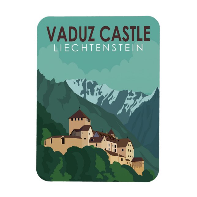 Vaduz Castle Liechtenstein Travel Vintage Art Magnet (Vertikal)
