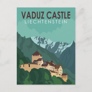 Vaduz Castle Liechtenstein Travel Vintage Art Vykort