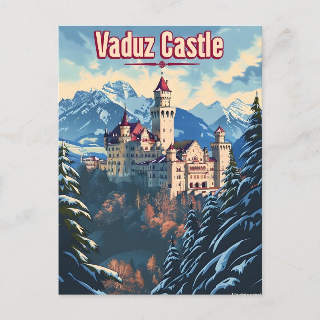 Vaduz Castle Vintage Vykort (Framsida)