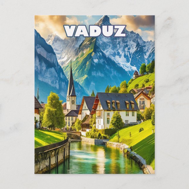 Vaduz, joyau alpin du Liechtenstein Vykort (Framsida)