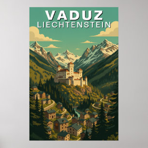Vaduz, Liechtenstein Alpin Sluttning Resa Poster
