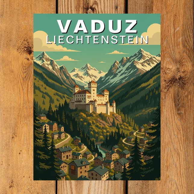 Vaduz, Liechtenstein Alpin Sluttning Resa Vykort (Vaduz, Liechtenstein Alpine Hillside Travel Postcard)