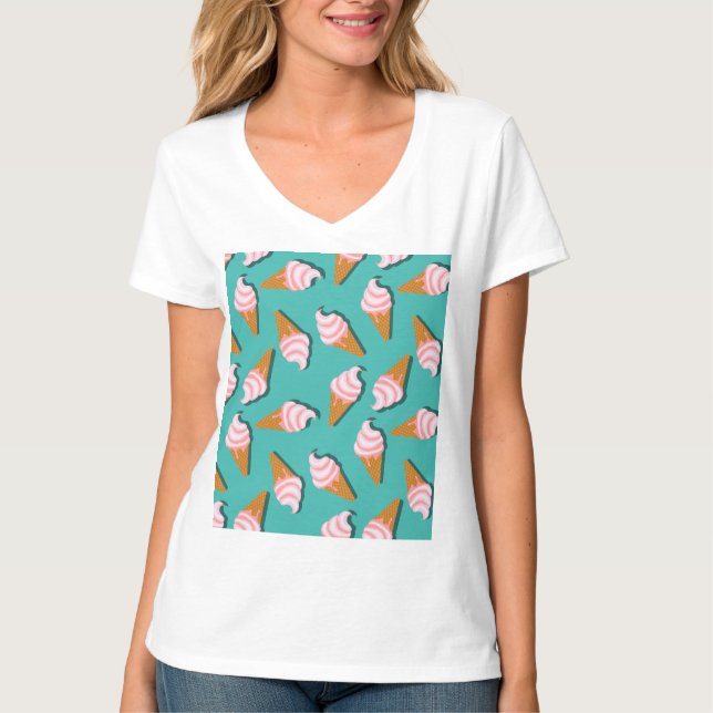 Vaffelkottar glass och frozen yogurt mönster T Shirt (Framsida)