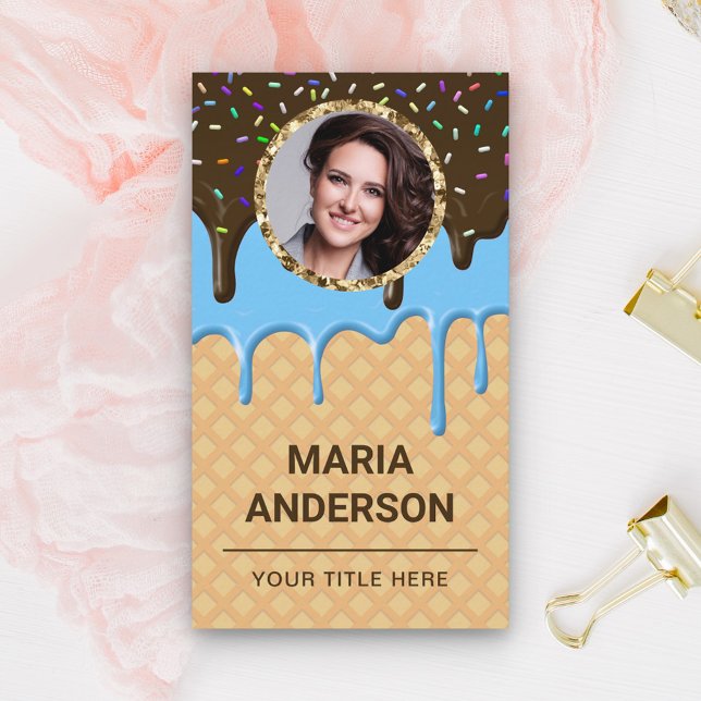 Våffla Blå Frosting Dropp Konditoribild Bageri Visitkort (Skapare uppladdad)