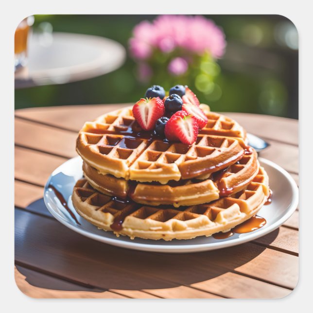 Våfflor Fyrkantigt Klistermärke (Framsida)