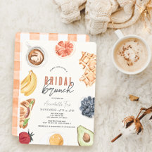Våfflor Kaffe Frukter Akvarell Bröllops Brunch