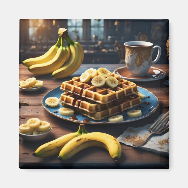 Våfflor med bananer magnet (Framsidan)