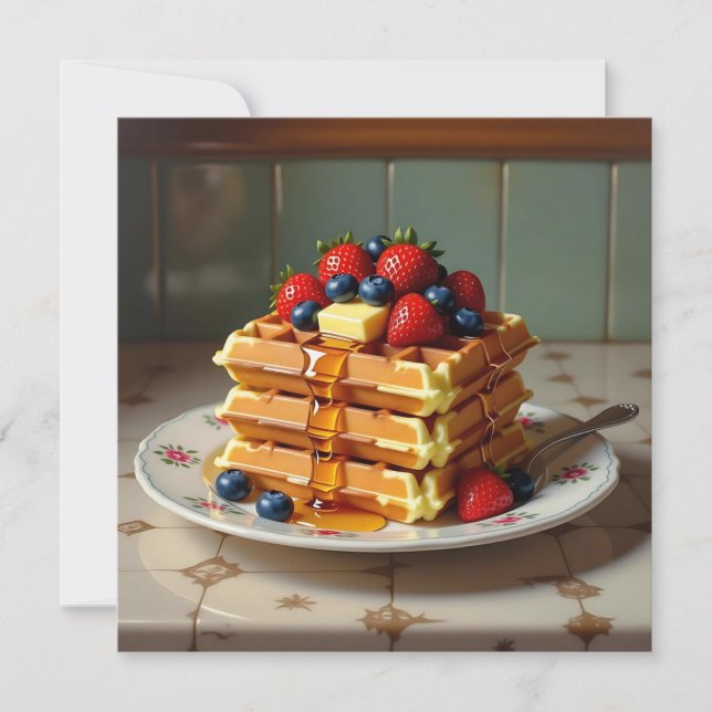 Våfflor med jordgubbar och blåbär (Framsida)