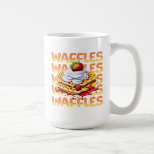 Våfflor täckta av jordgubbar kaffemugg