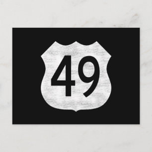 Väg 49-vägskylt vykort