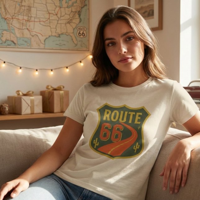 Väg 66 klassisk, resusususiens motorväg t shirt (Classic Route 66 Historic American Highway T-Shirt
)