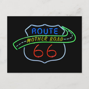 Väg 66 "Mor Road" Neon Sign Vykort