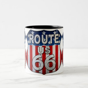 ***VÄG 66 MUGG*** LEGENDÄRA HIGHWAY Två-Tonad MUGG