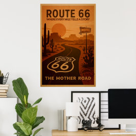 Väg 66 Poster - Retro Scenia Drive Art.