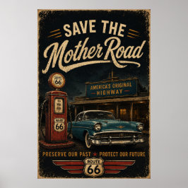 väg 66 Save Mother Road Americana Väggkonst