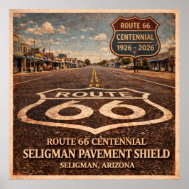 Väg 66 Seligman Pavement Shield Poster