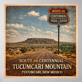 Väg 66 Tucumcari Mountain New Mexico Poster