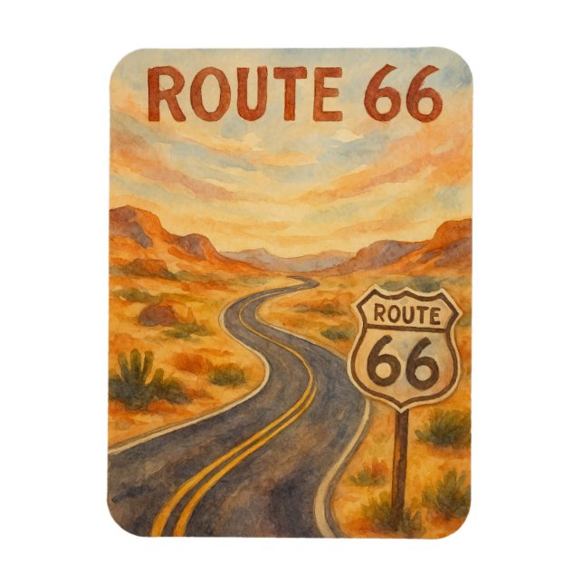 Väg 66 Vintagar Öppet väg Retro Desert Magnet (Vertikal)