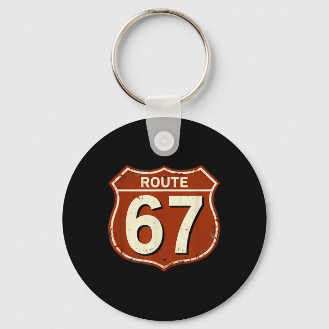 Väg 67 Rolig Retro Motorvägs Meme Design  Nyckelring (Framsida)