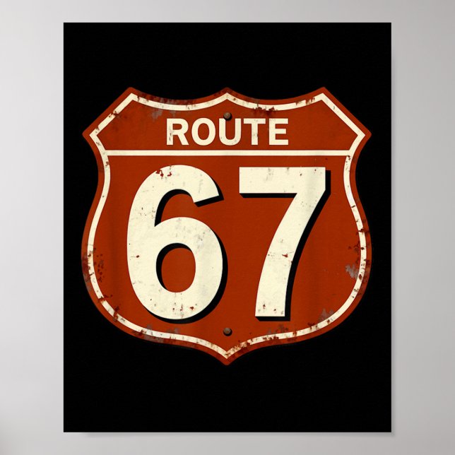 Väg 67 Rollig Retro Motorvägs Meme Design  Poster (Framsidan)