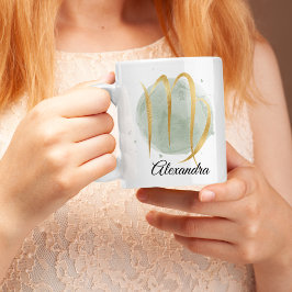 Våg Anpassade Watercolor Zodiac Design Coffee Kaffemugg