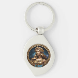 Våg-astrologtecken Swirl Silverfärgad Nyckelring