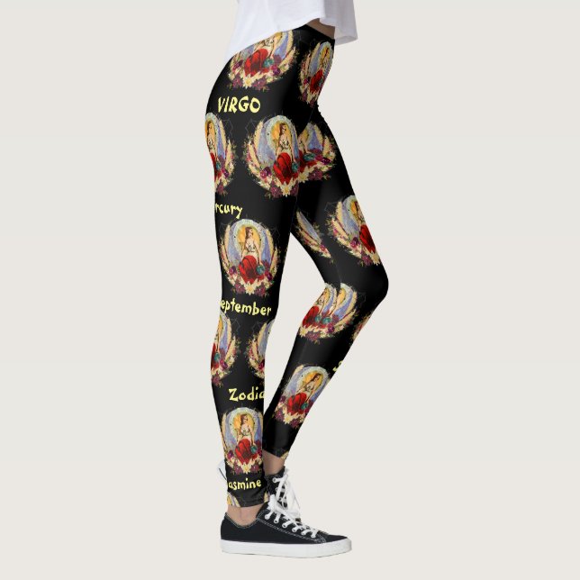 Våg August September Birthday Zodiac Custom Name Leggings (Höger)