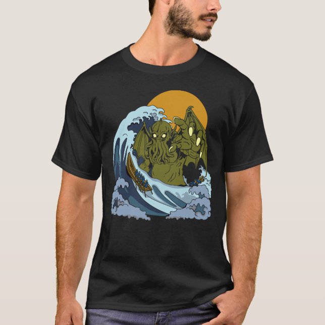 Våg av Cthulhu T Shirt (Framsida)