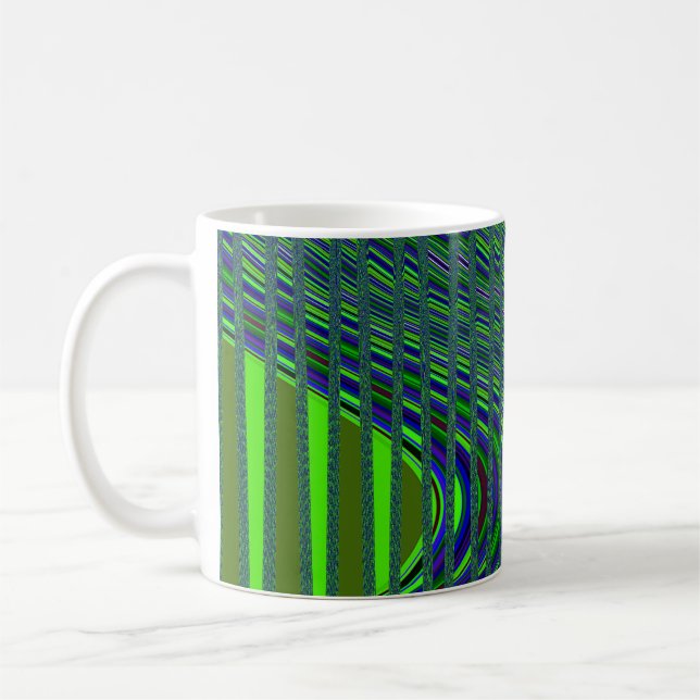 Våg av Rand-kaffe Mugg, blått Grönt Kaffemugg (Vänster)
